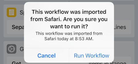 OK to run Workflow prompt